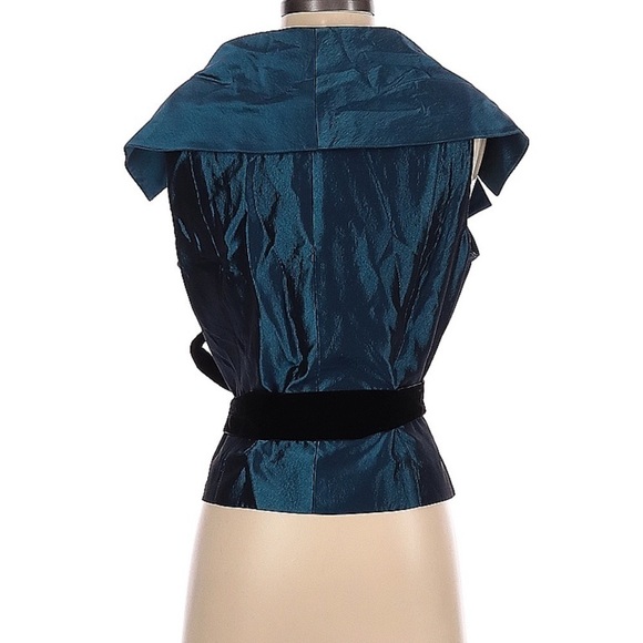 Carlisle Designer Metallic Jade Green and Black Velvet Belted Jacket - Picture 2 of 4